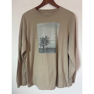 AMERICAN EAGLE Tan Graphic Long Sleeve T-Shirt Super Soft Standard Fit